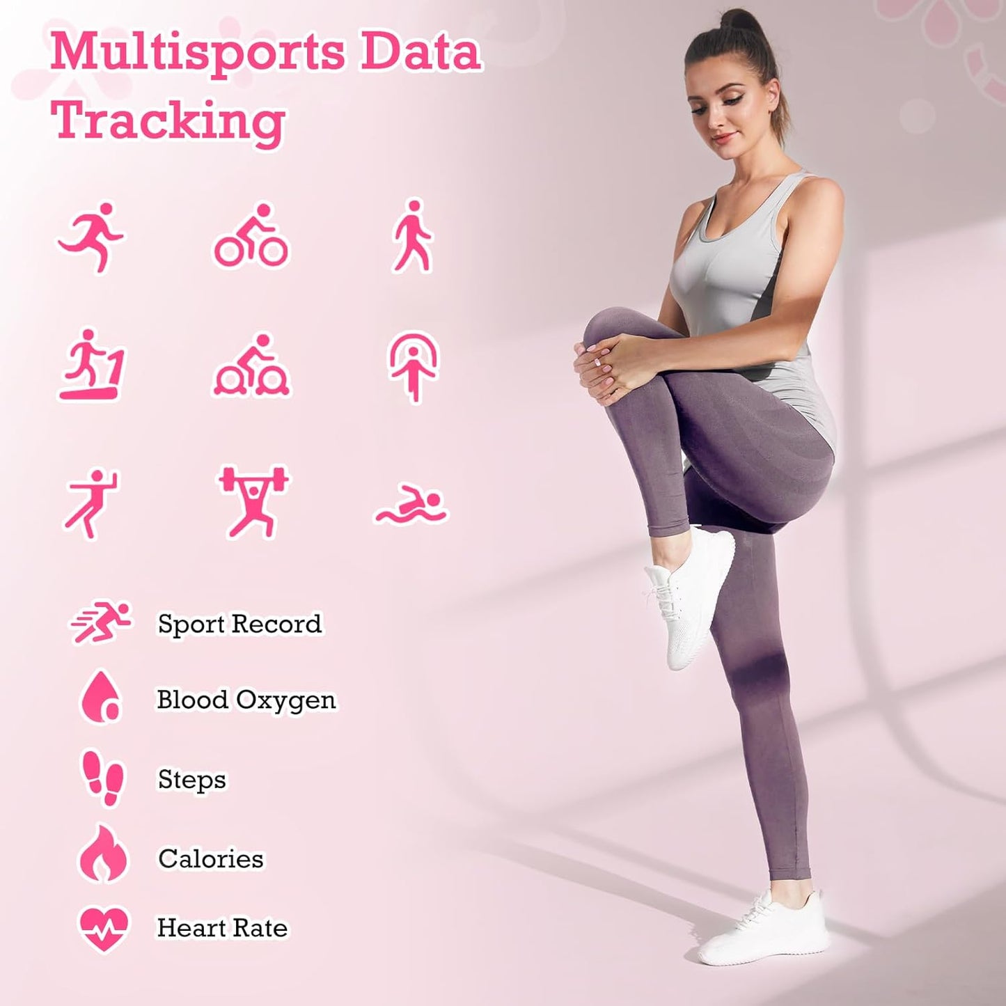Smart Ring Health Tracker, Sleep Tracker Ring with Heart Rate, Waterproof Fitness Ring for Activity Monitoring/Steps/Distance/Calories,Air Gestures,Up to 7-Day Battery, for Ios Android (Light Pink,#8)