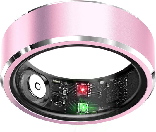 Smart Ring Health Tracker, Sleep Tracker Ring with Heart Rate, Waterproof Fitness Ring for Activity Monitoring/Steps/Distance/Calories,Air Gestures,Up to 7-Day Battery, for Ios Android (Light Pink,#8)