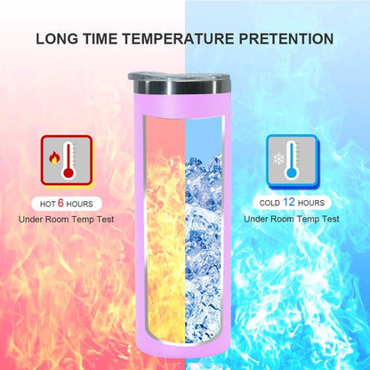 20 Oz Skinny Insulated Tumbler, Stainless Steel Travel Tumbler Cup with Spillproof Lid and Metal Straw, Vacuum Double Wall Matte Pastel Coffee Tumbler for Drinks, Teas, Beverages
