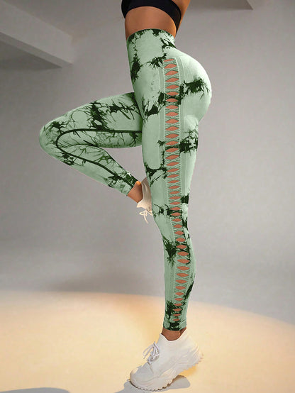 3 Pack Women'S Tie-Dye Cutout Yoga Pants High-Waisted Leggings Women'S Tie-Dye Leggings,, Leggings Women High Waisted Seamless Workout Leggings Gym Booty Tights Tummy Control Yoga Pants